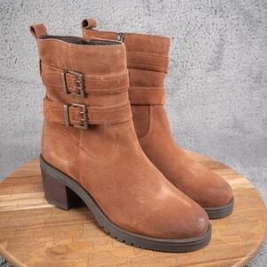 Vintage Foundry Co Women's Charmaine Ankle Boots Brown Size 8 Buckle Chunky